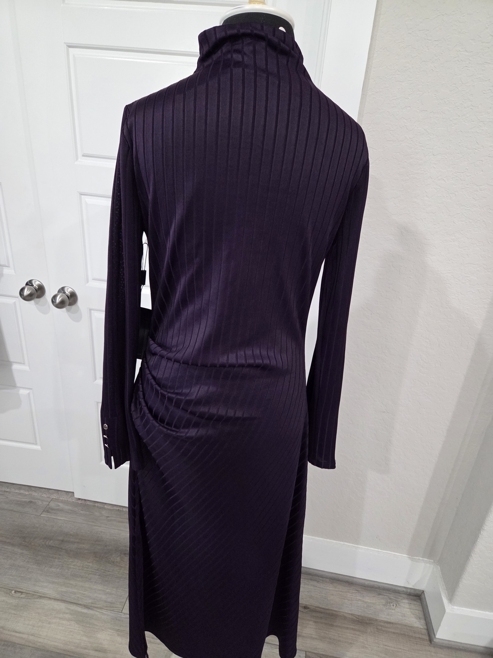 WHBM Long Sleeve Ribbed Maxi Dress in DEEP AMYTHYST Sizec Medium NWT - Picture 8 of 8